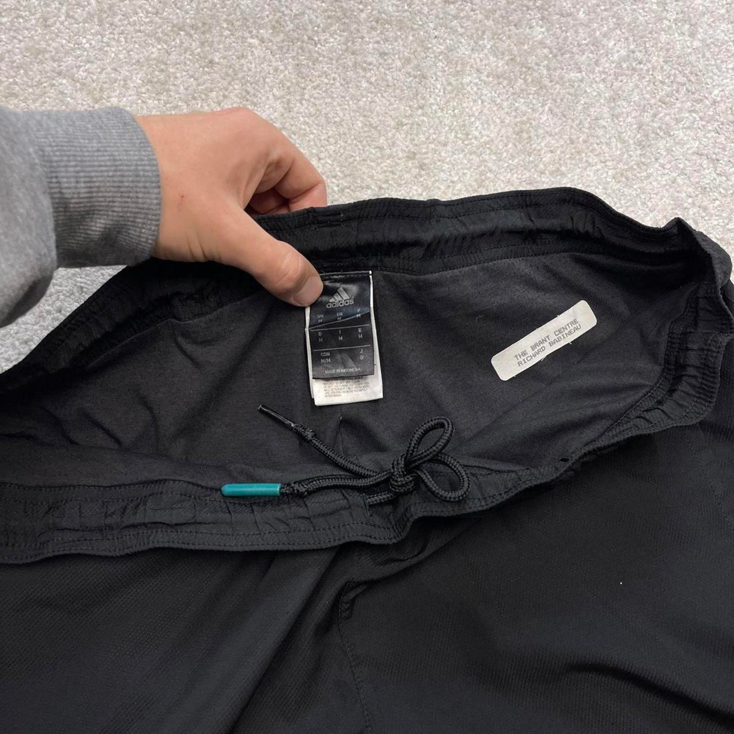 Black Adidas trackies Medium loose y2k style joggers adjustable side stripe track pants