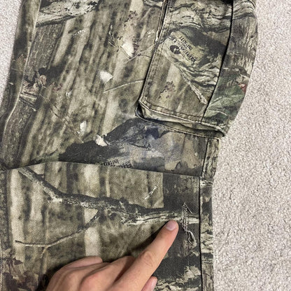 Mossy Oak baggy camo cargo pants Y2K W32L32 khaki Wide leg camouflage loose hunting utility trousers