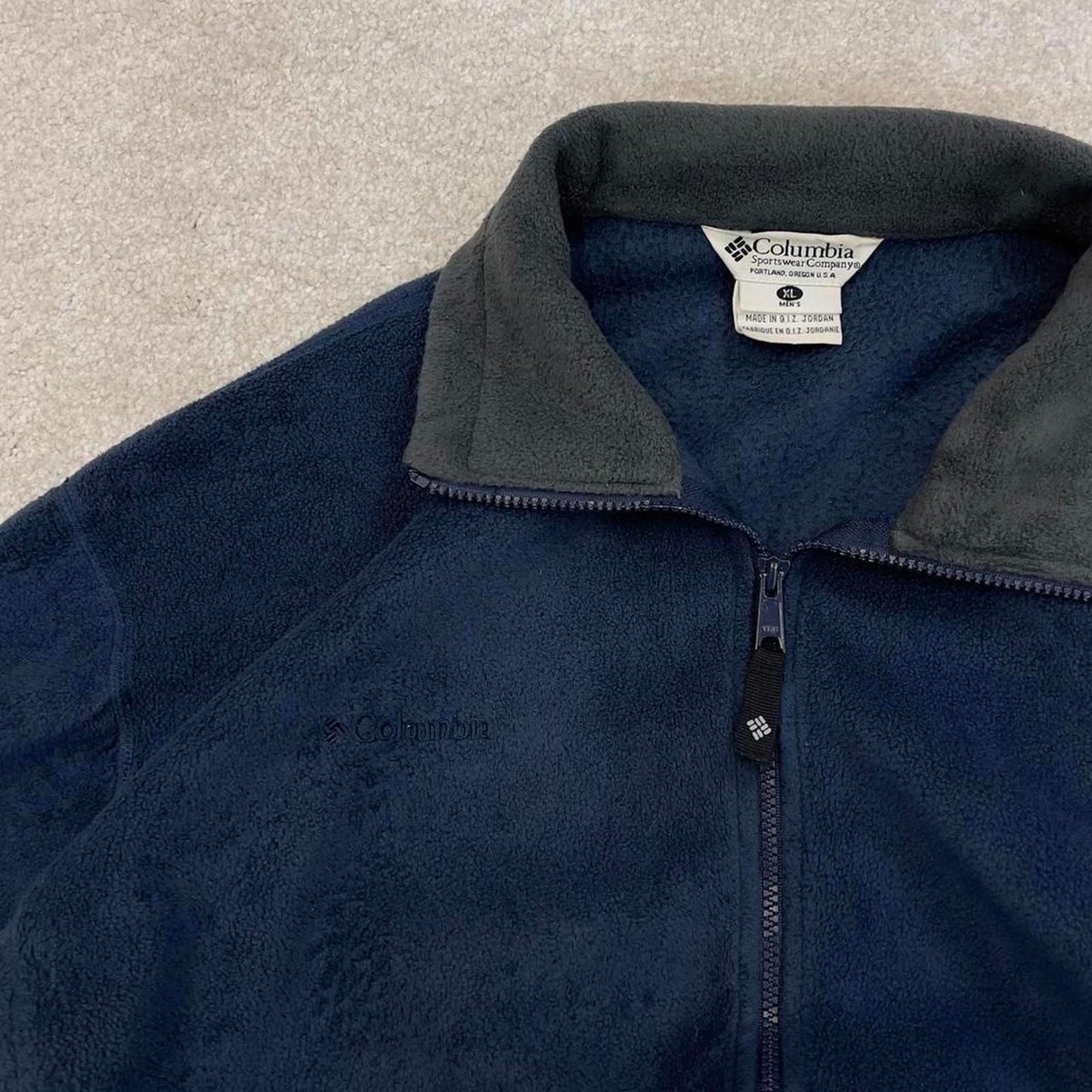Navy Columbia technical zip up fleece XL y2k style autumn adjustable waist