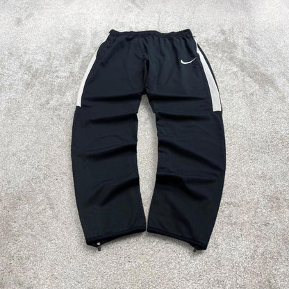 Black Nike Dri Fit trackies L y2k style joggers embroidered Swoosh logo track pants