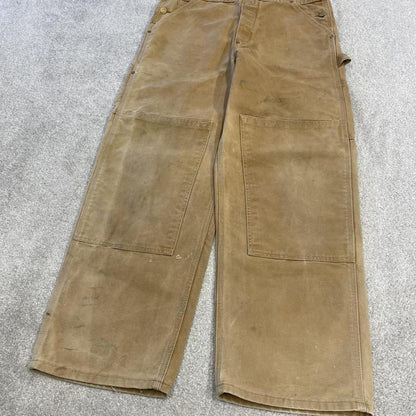 Vintage Carhartt dungarees tan brown overalls Bib & brace utility workwear farmer