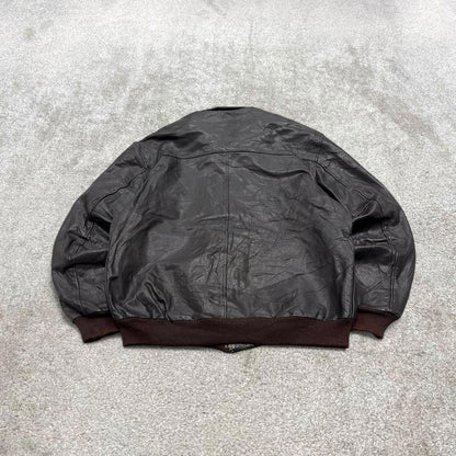Vintage leather flight aviator bomber jacket brown L.L.Bean boxy genuine leather coat