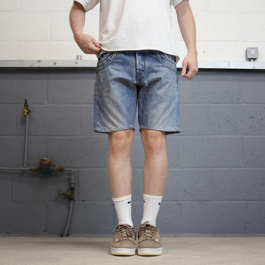 Y2K Denim Police jorts W32 00s style embroidered summer festival shorts