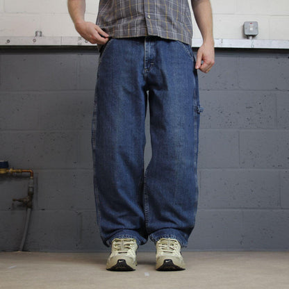 Vintage Lee carpenter jeans y2k blue W36L30 Loose straight leg skater style utility workwear trouser