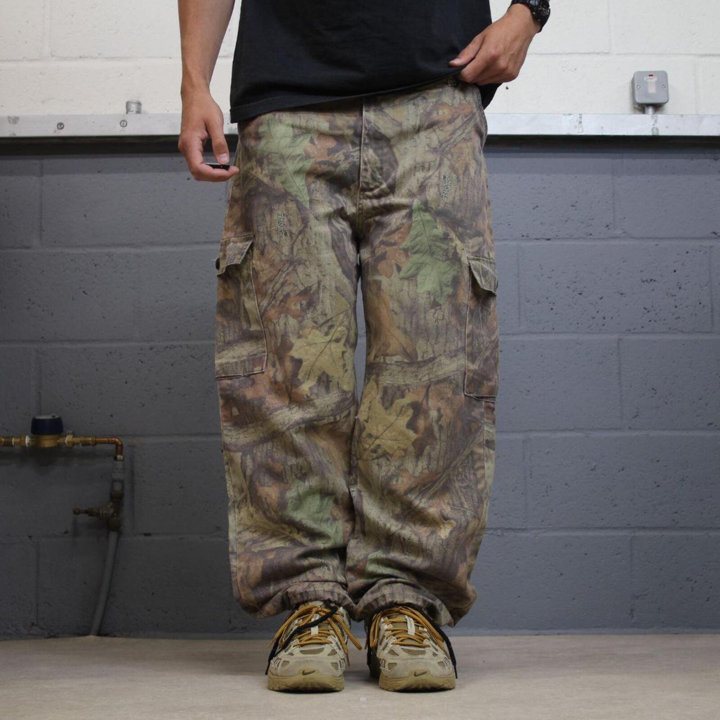 Vintage Liberty camo cargo pants khaki Loose fit camouflage Y2K hunting trousers