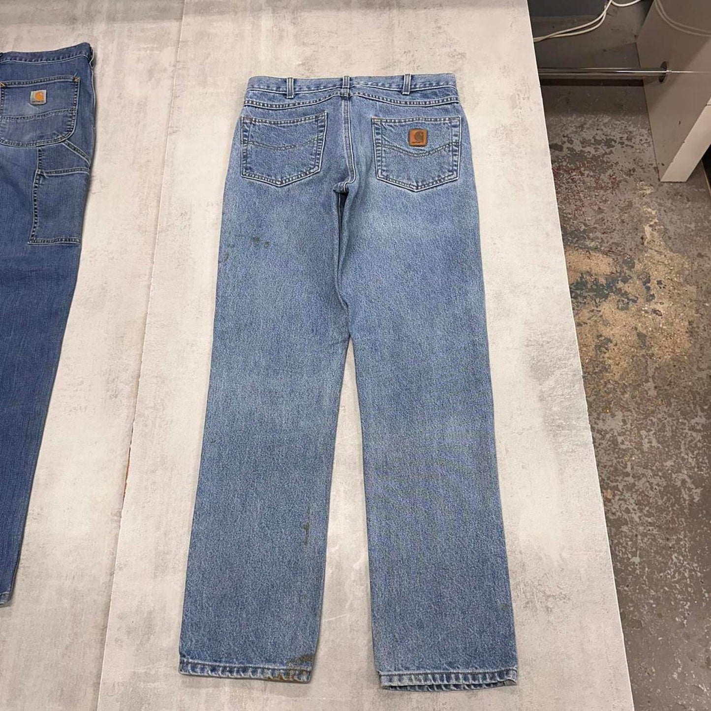 Mens vintage Carhartt jeans W32 L32 Blue Carhartt 5 pocket jeans patch logo