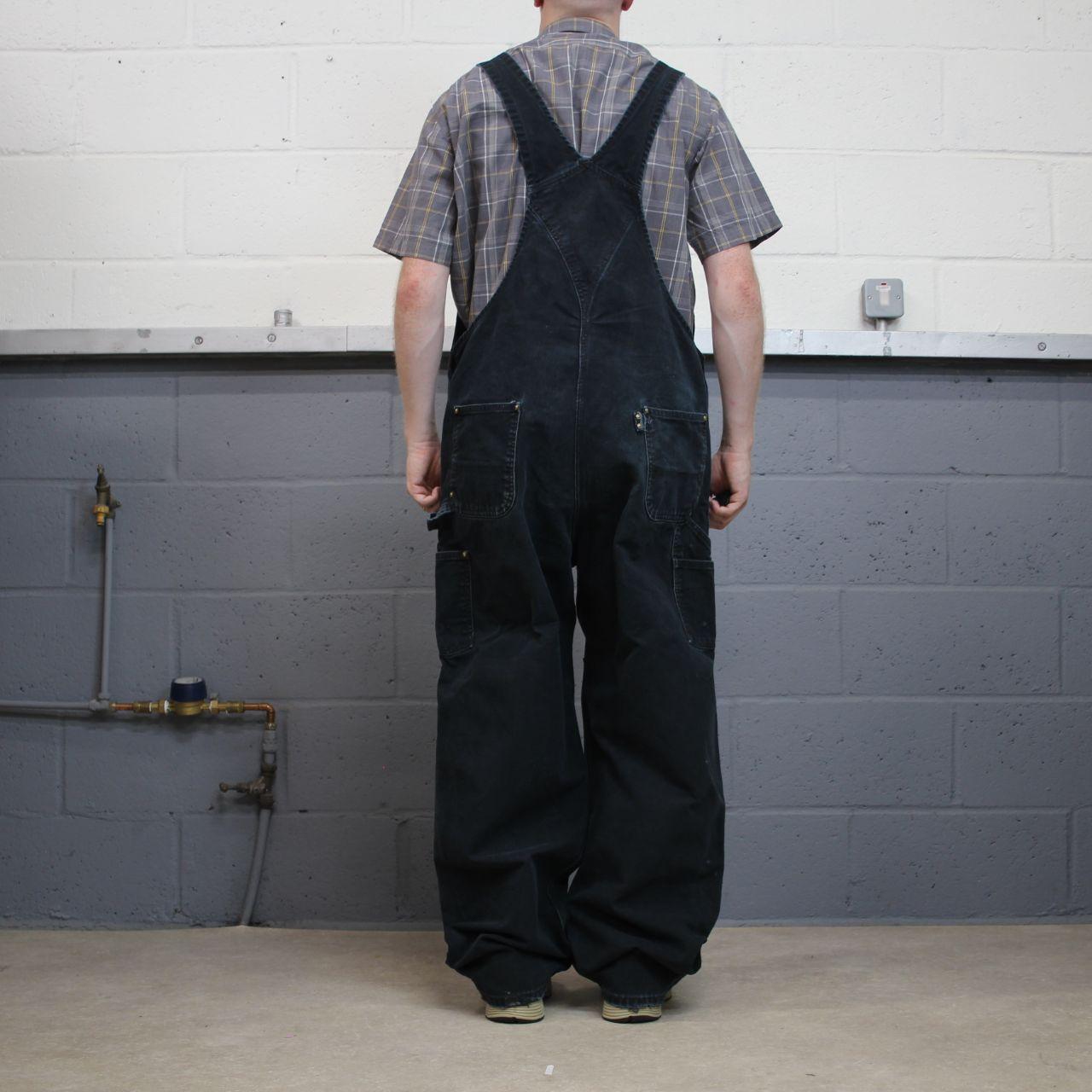 Vintage Carhartt dungarees faded black overalls Canvas bib & brace utility workwear