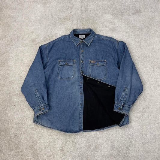 Blue denim Carhartt shirt jacket 2XL overshirt shacket loose fleece lined