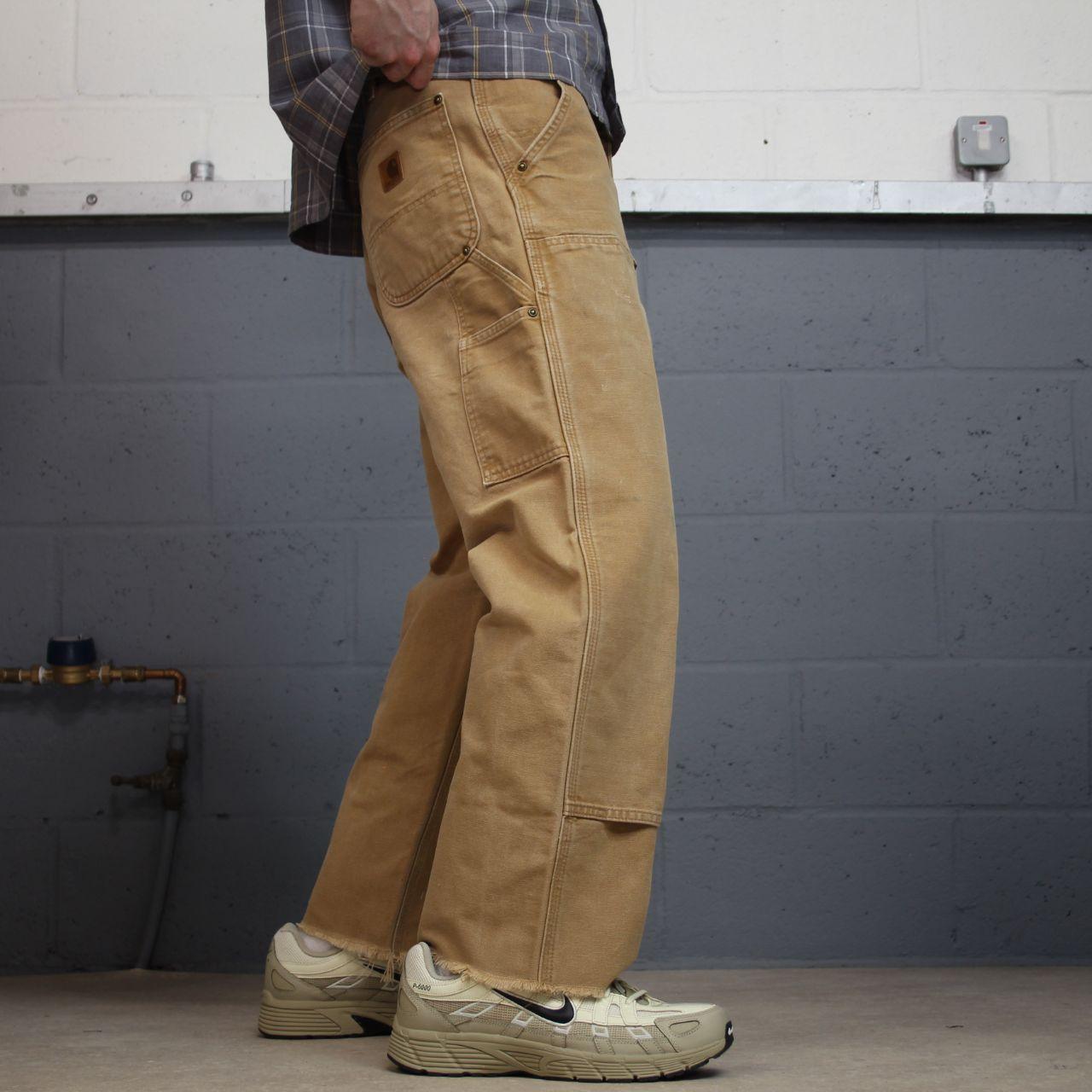 Y2K Carhartt double knee carpenter jeans tan Loose leg canvas skate style workwear cargo pants