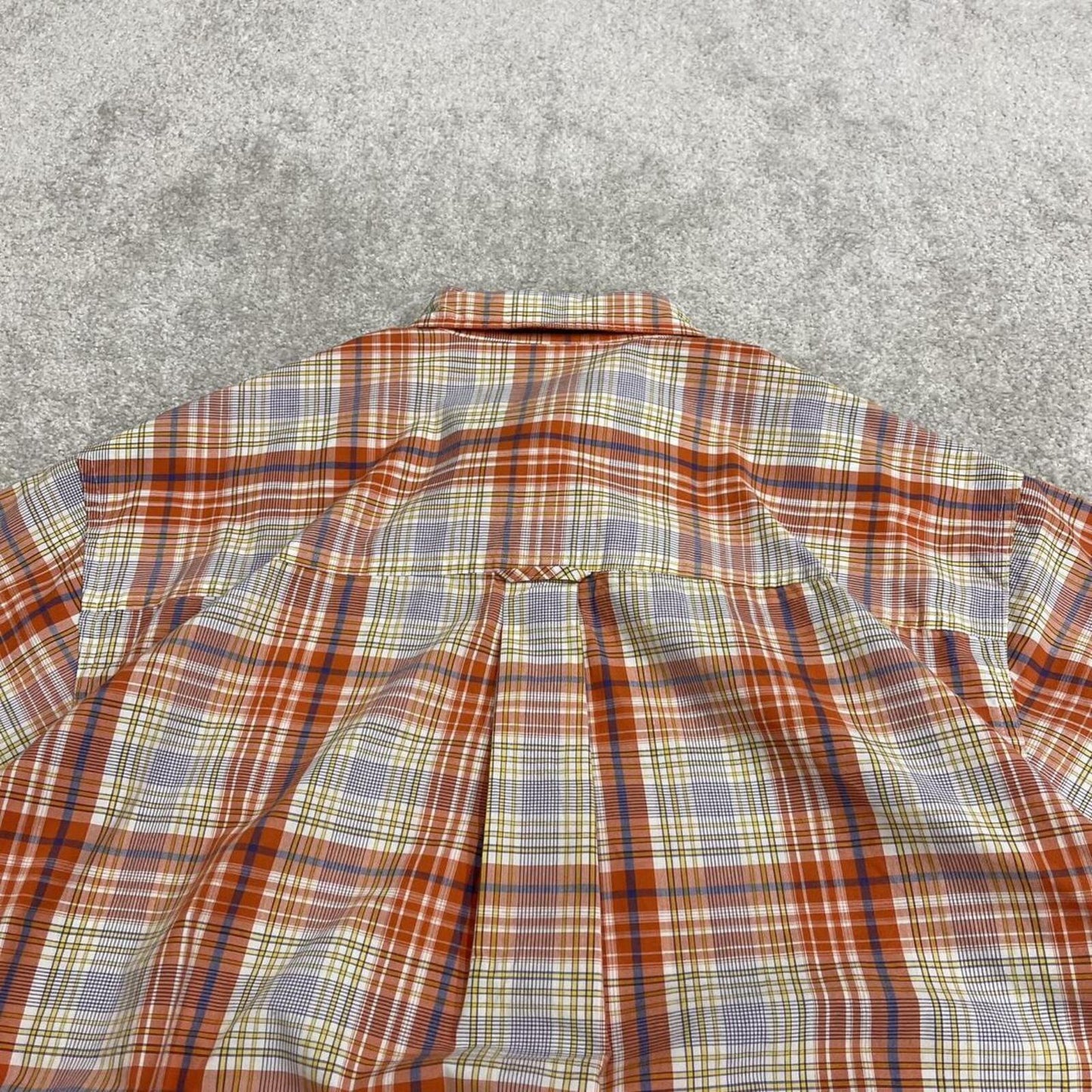 Chaps Ralph Lauren boxy checkered shirt short sleeve orange Surf style check shirt summer festival