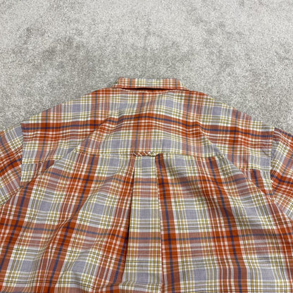 Chaps Ralph Lauren boxy checkered shirt short sleeve orange Surf style check shirt summer festival