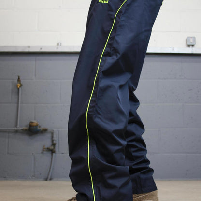 Navy Kappa trackies M Loose y2k shell suit tracksuit bottoms side stripes embroidered logo