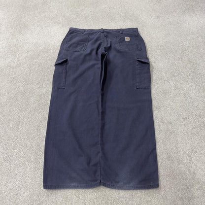 Carhartt Baggy cargo pants y2k W40L30 navy Loose fit skater workwear pants, utility pockets
