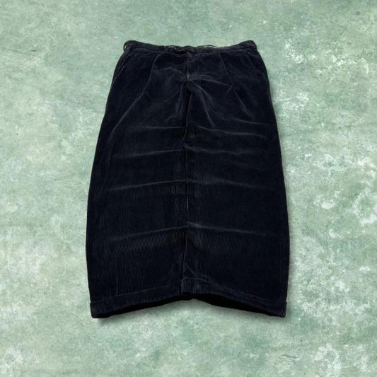 Baggy pleated corduroy pants black Principe Wide wale chunky jumbo cord trousers