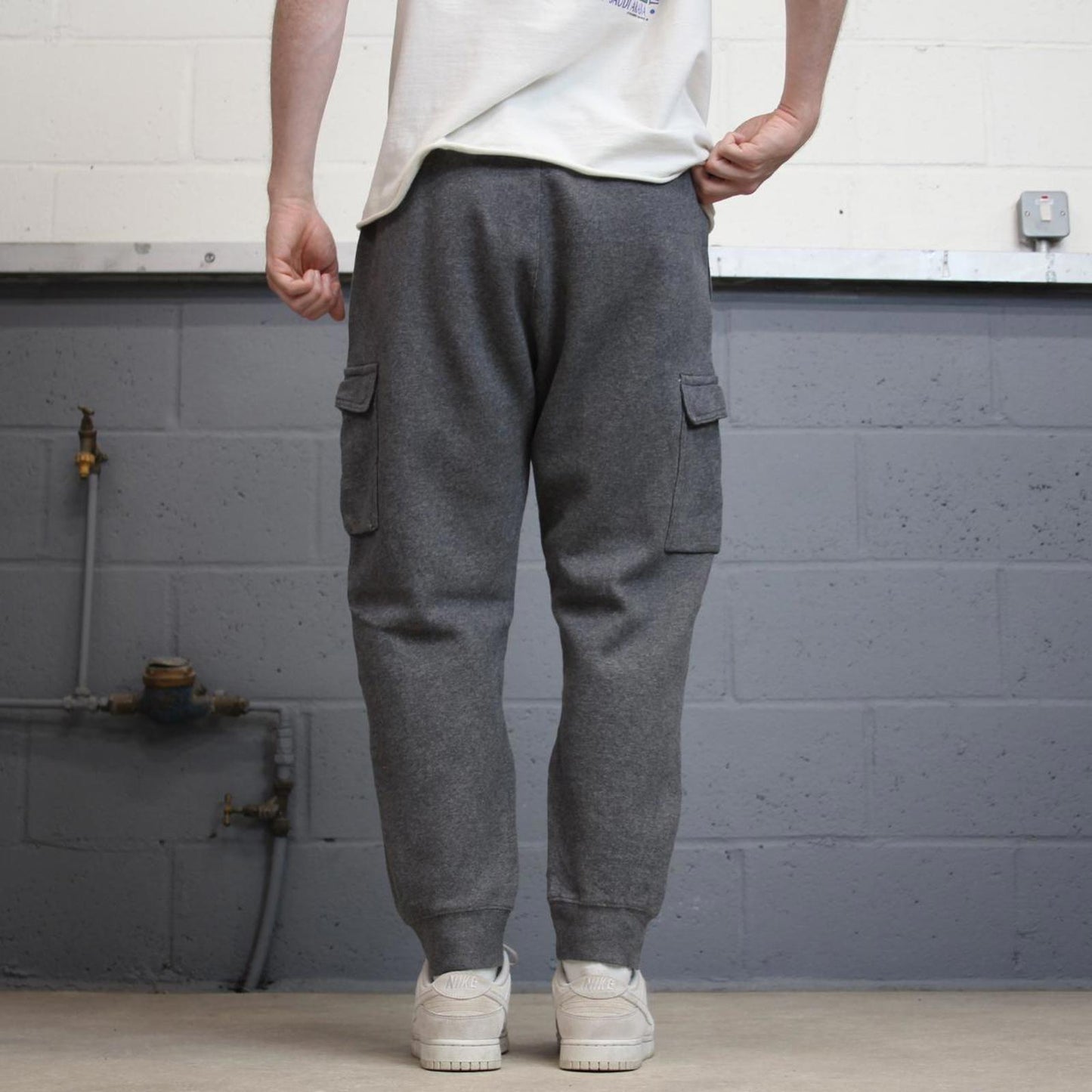 Y2k Grey Nike Cargo Joggers Medium Mens sweatpants embroidered logo