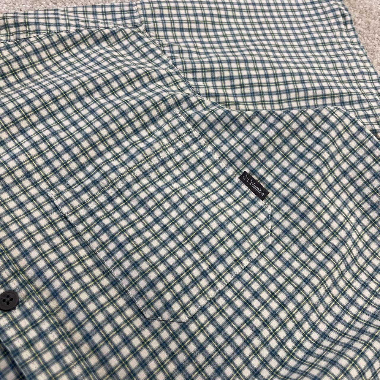 Columbia short sleeve shirt checkered green Festival surf style button down summer check shirt