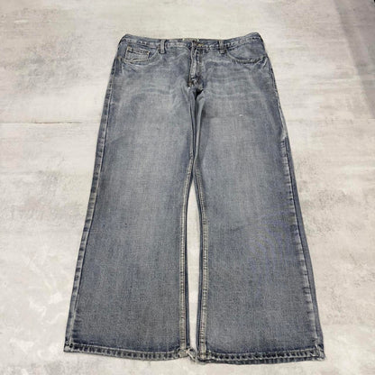 Blue Route 66 baggy skate jeans W38L30 loose denim embroidered y2k style pants big stitch design