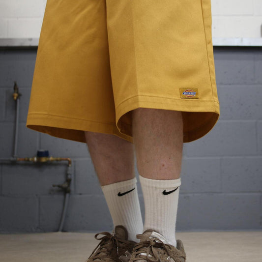 Dickies extra baggy carpenter shorts mustard yellow Twill chino skater style shorts wide long leg