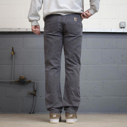Mens Carhartt pants W33 L32 grey straight leg 90s style canvasy skater pants