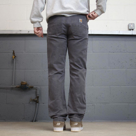 Mens Carhartt pants W33 L32 grey straight leg 90s style canvasy skater pants