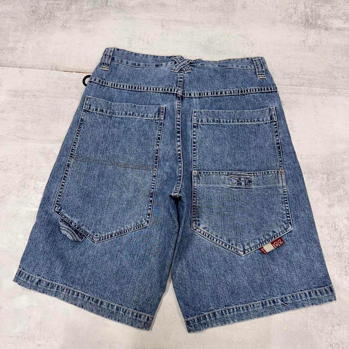 Y2K Denim Skate Jorts W30 PLUGG loose large rear pocket y2k style skater shorts