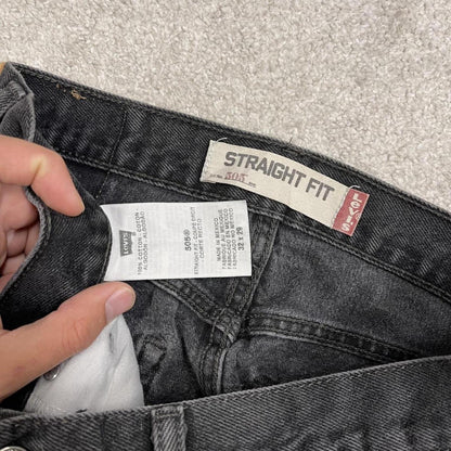 Levi's 505 straight fit jeans y2k black Regular straight leg denim pants red tab logo