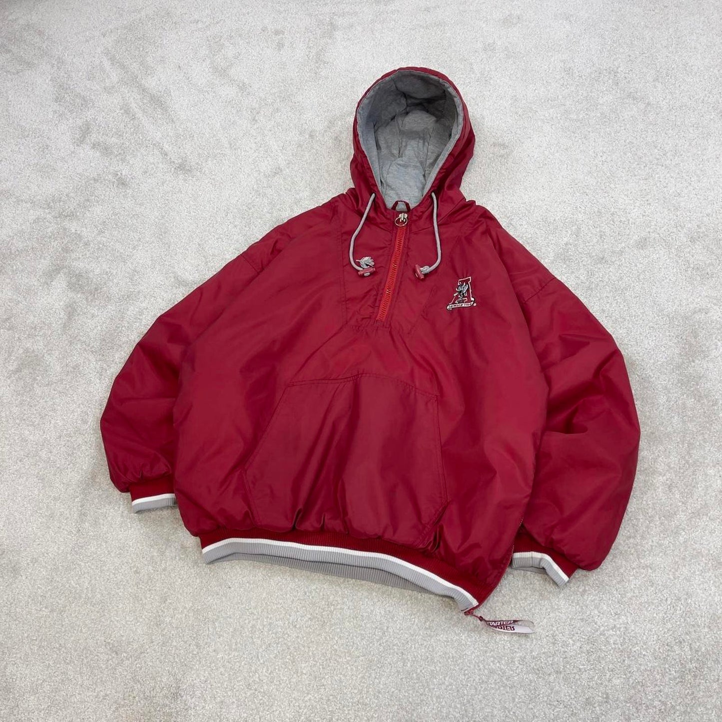 Alabama Crimson Tide Starter jacket XL red pullover hooded half zip nfl windbreaker bomber