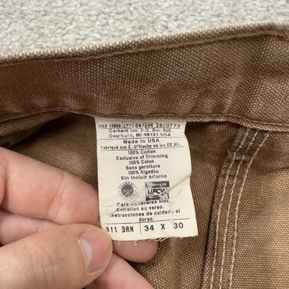 Vintage baggy Carhartt carpenter pants y2k tan brown Loose leg 100% cotton skater style workwear