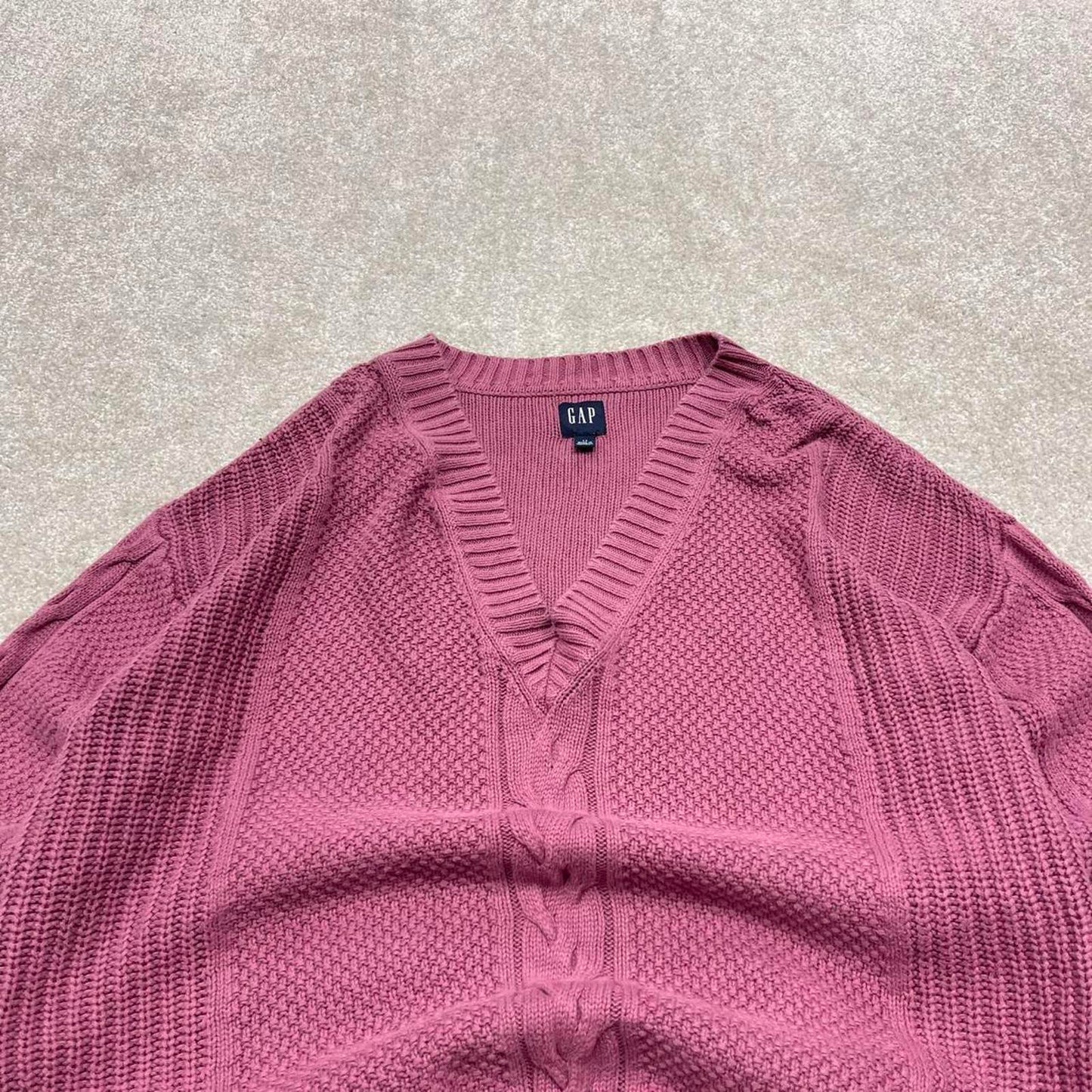 00s CHAPS knit sweater jumper embroidered S women's pink knitted pull over y2k 90s style