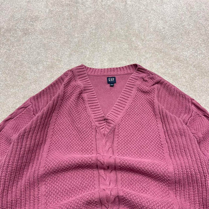 00s CHAPS knit sweater jumper embroidered S women's pink knitted pull over y2k 90s style