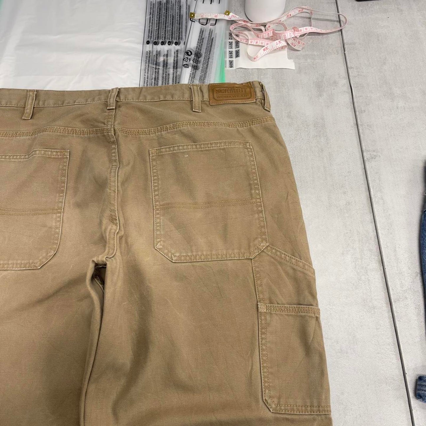 Schmidt carpenter jeans W38L34 khaki canvas loose skater cargos