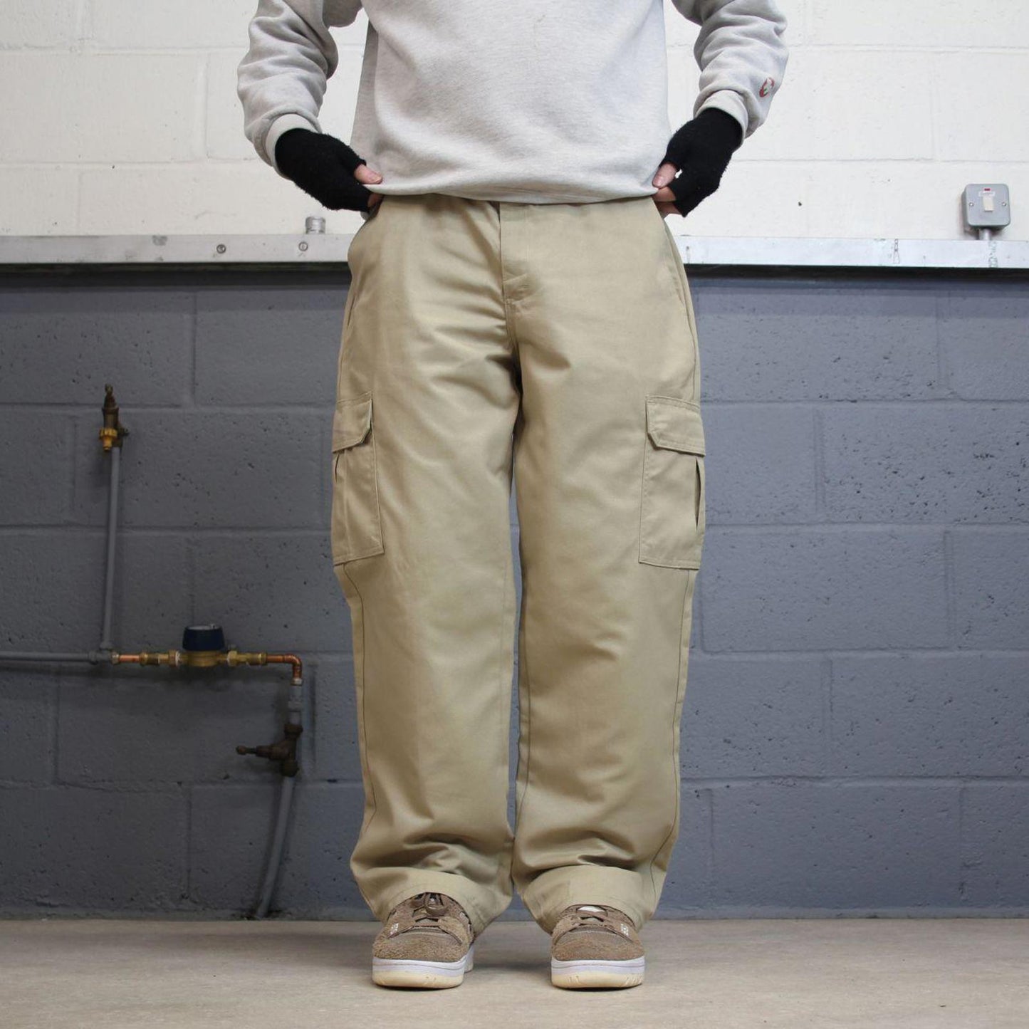Baggy Dickies cargo Pants W36L30 beige twill style chino cargo skater trousers