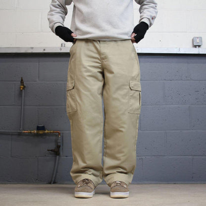 Baggy Dickies cargo Pants W36L30 beige twill style chino cargo skater trousers