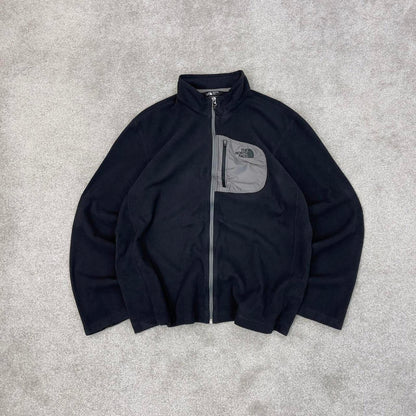 Black North Face technical fleece XL full zip up y2k 00s style autumn wear