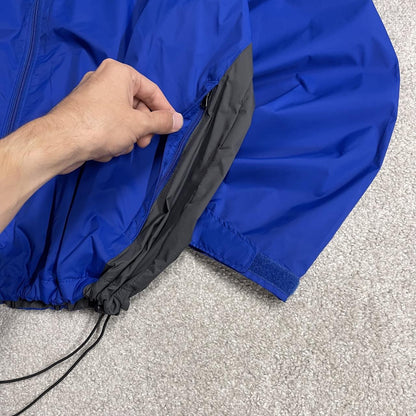 Columbia technical windbreaker jacket packable blue two tone packable full zip hooded adjustable