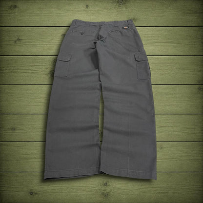 Y2K Dickies cargo trousers regular straight fit grey Chino skater style surf pants utility pockets
