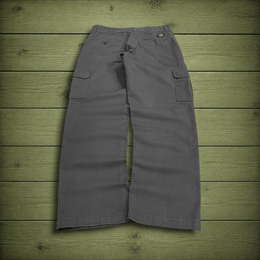 Y2K Dickies cargo trousers regular straight fit grey Chino skater style surf pants utility pockets