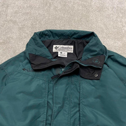 Vintage y2k Columbia technical windbreaker jacket green Zip pockets embroidered logo bomber jacket
