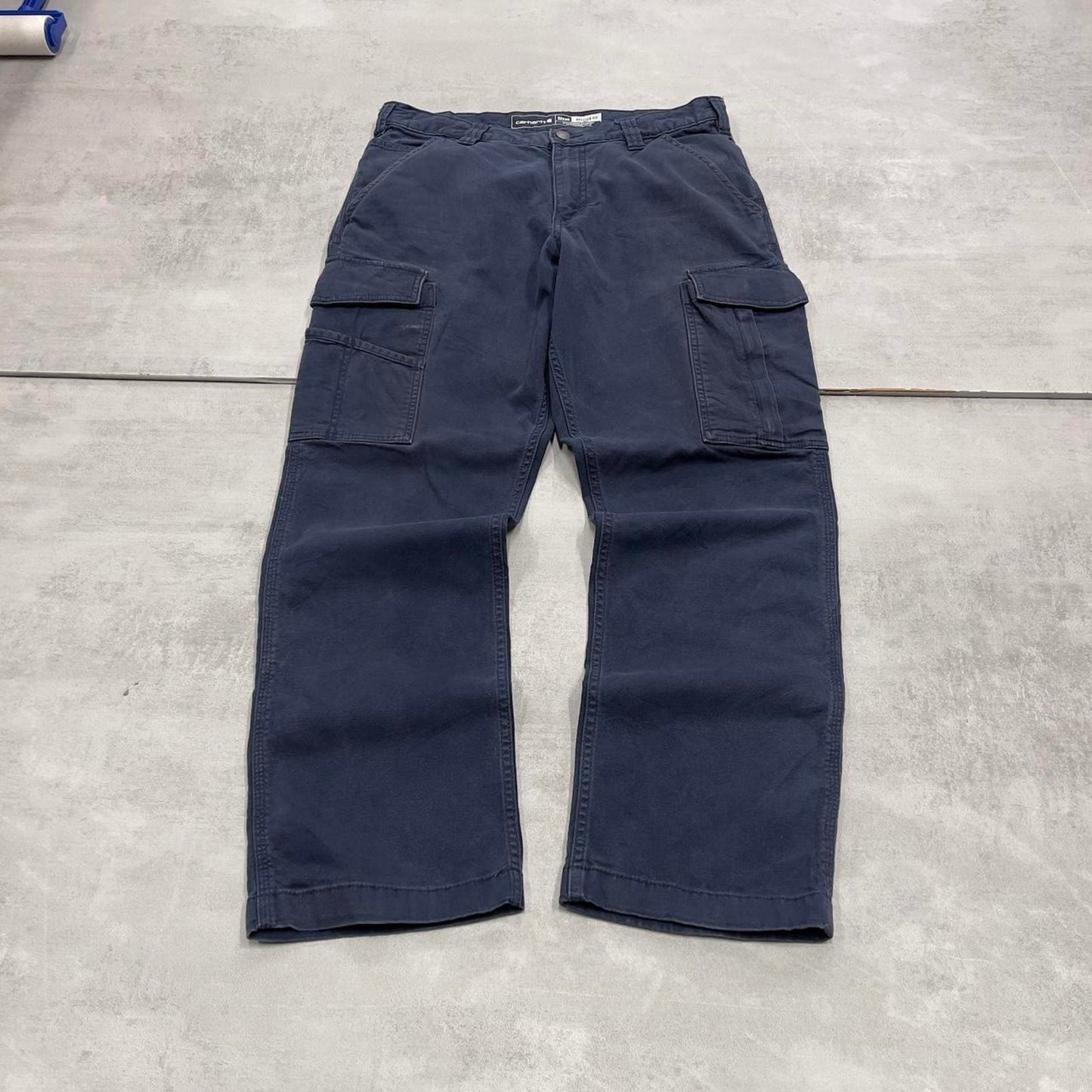 Navy Carhartt cargo pants W32L28 relaxed fit 90s 00s skater style cargos trousers utility workwear