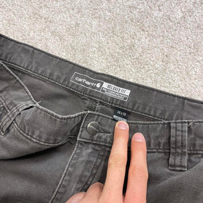 Grey Carhartt carpenter jeans W38L26 relaxed fit canvas 90s skater style work cargos