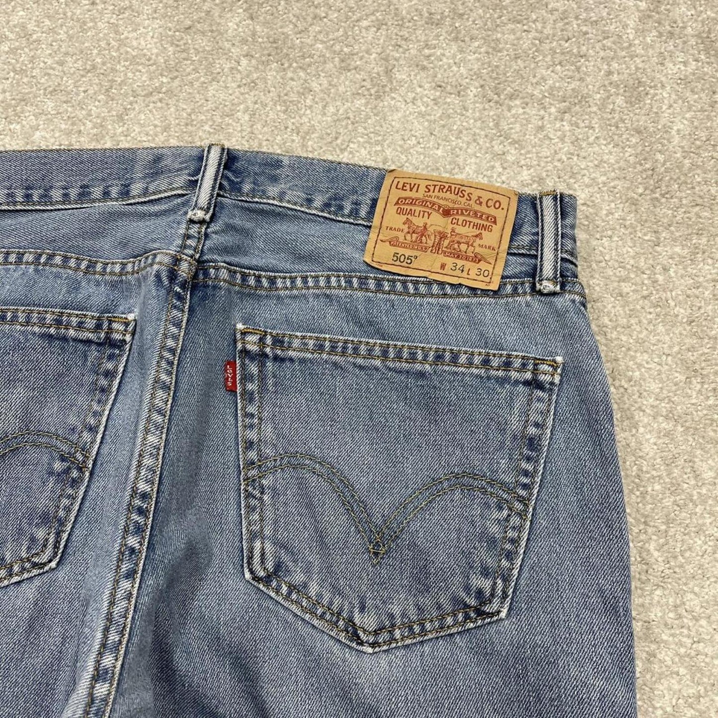 Y2k Levi's 505 jeans blue Straight leg denim pants red tab logo