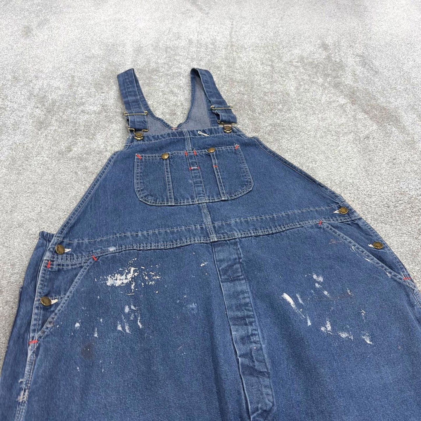 Vintage 90s denim dungarees overalls W44L30 blue Big Yank mens loose bib and brace workwear