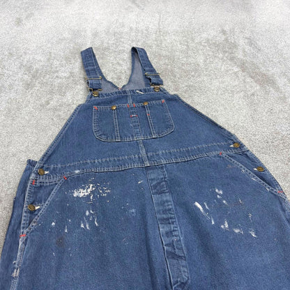 Vintage 90s denim dungarees overalls W44L30 blue Big Yank mens loose bib and brace workwear
