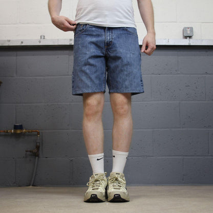 Carhartt denim shorts y2k faded blue Loose skater style work jorts