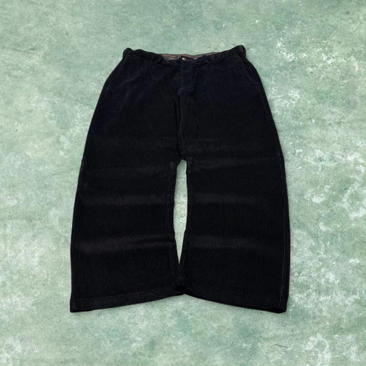 Vintage baggy jumbo corduroy pants black Haggar wide wale chunky cord trousers