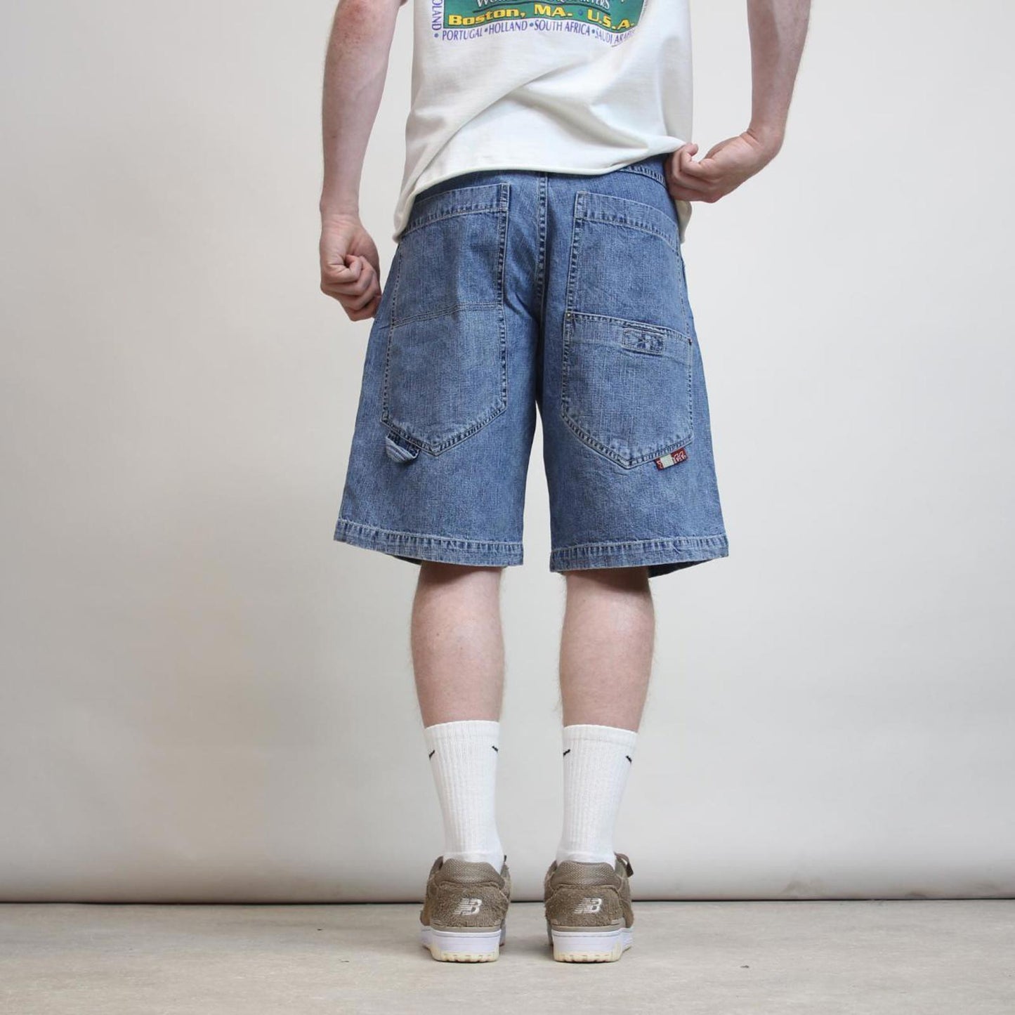 Y2K Denim Skate Jorts W30 PLUGG loose large rear pocket y2k style skater shorts