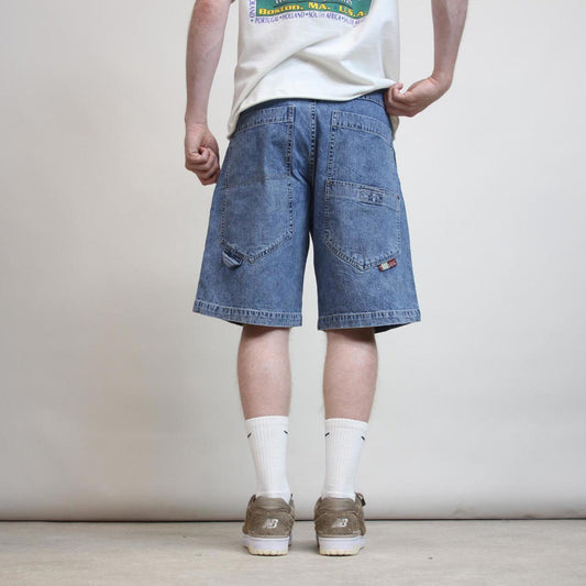 Y2K Denim Skate Jorts W30 PLUGG loose large rear pocket y2k style skater shorts