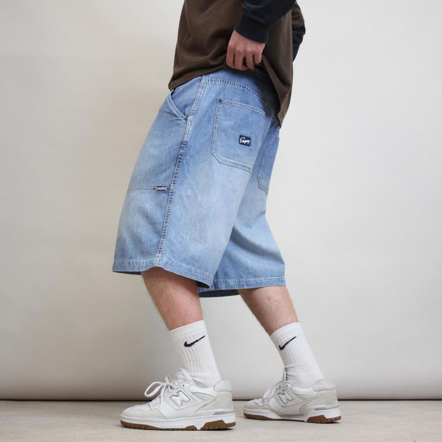 Baggy Enyce jean shorts W38 denim skater style denim shorts patch logo