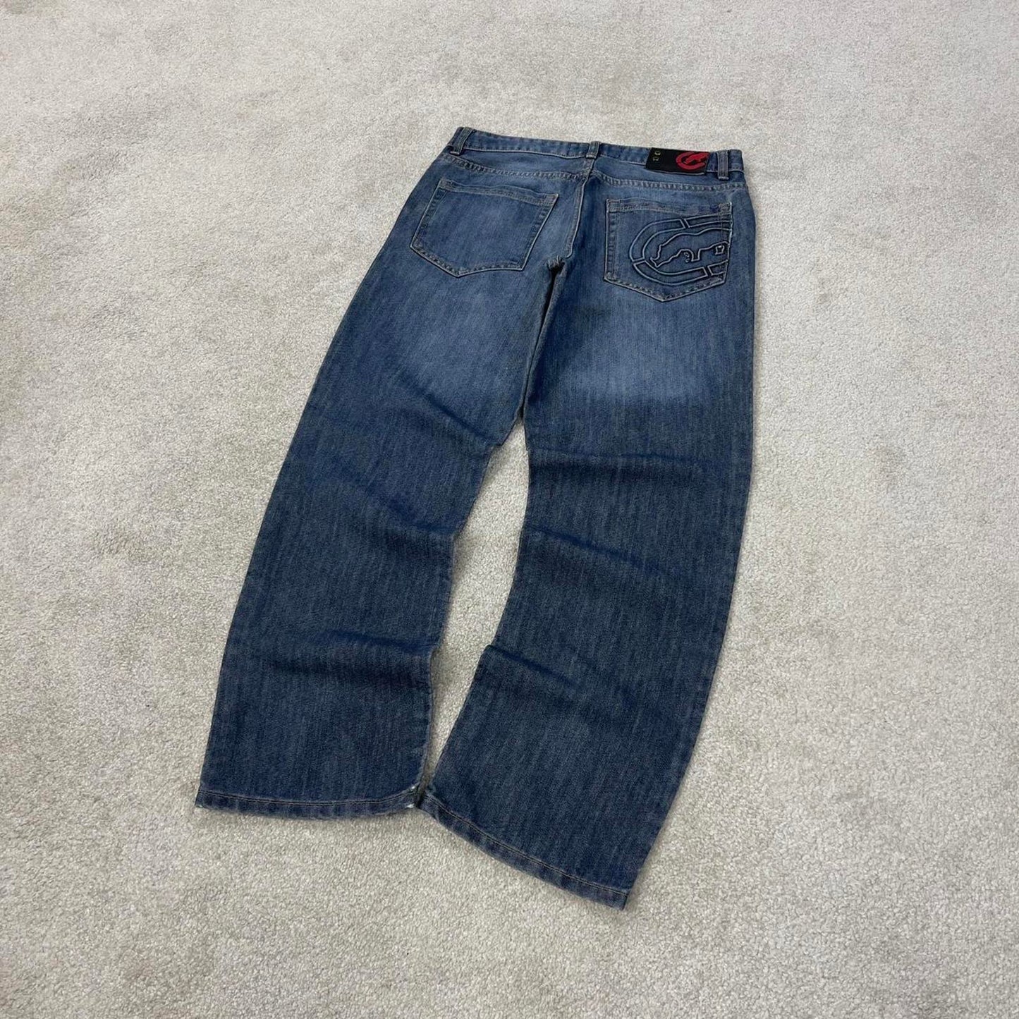 Blue Ecko Unltd jeans W32L28 blue slim straight y2k 00s style jeans embossed detail