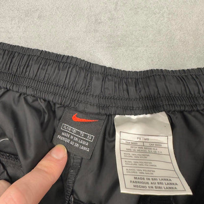 Black Baggy Nike trackies XL 16-18 loose y2k floaty leg joggers embroidered logo
